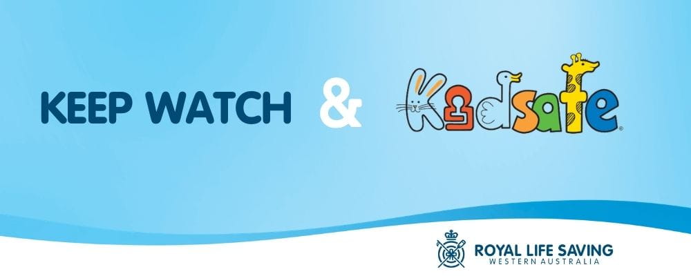 A blue background with the text Keep Watch & Kidsafe