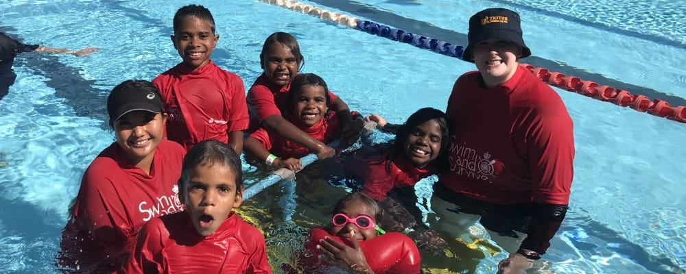 Children from the Martu Education Centre at Newman Aquatic Centre