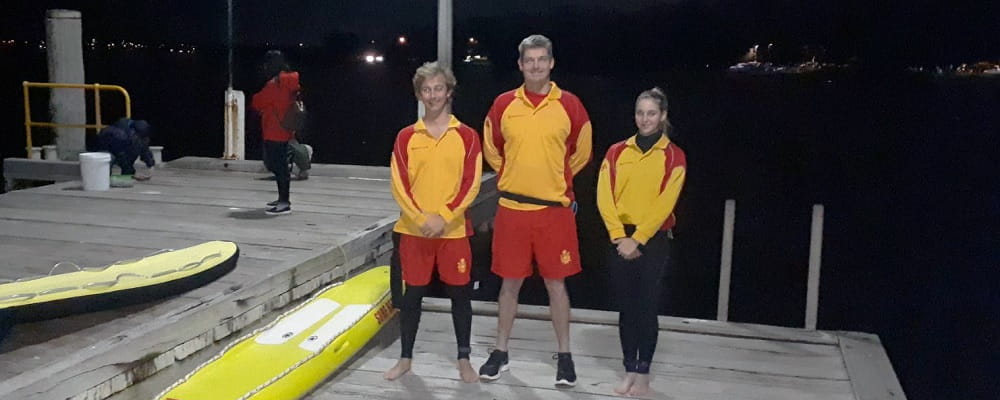 Lifeguards Adam Whale, Shaun Malone and Brooke Frantom