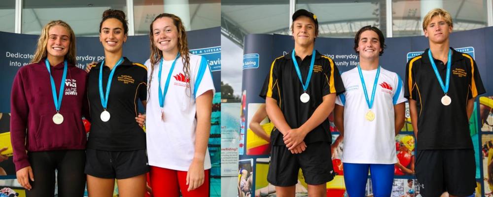 WA competitors standing on the podium with their medals at the National Championships