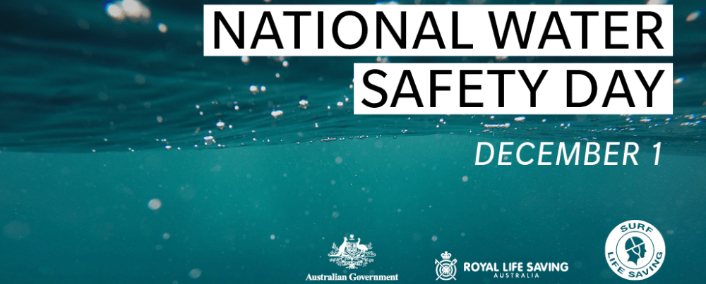 Image of underwater with National Water Safety Day caption