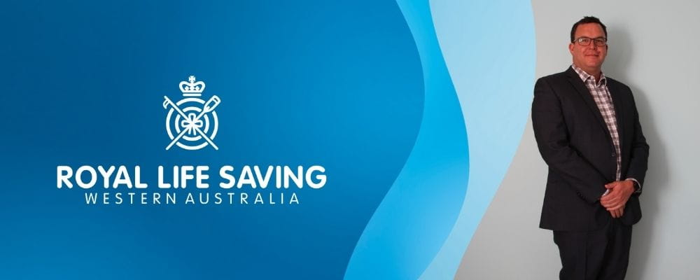 Royal Life Saving WA Logo with image of Vaughan Davies