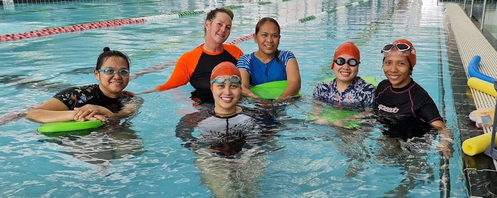 Multicultural women attending swimming lesson at Mandurah Aquatic and Recreation Centre