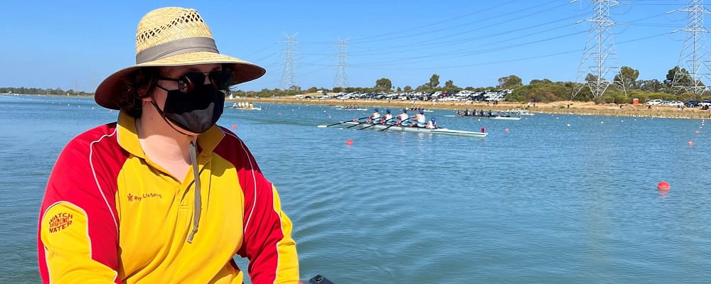 Lifeguard Daniel Scott at a PSA Rowing Regatta
