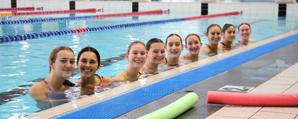 A group of caches from Synchro WA in the pool at HBF Stadium