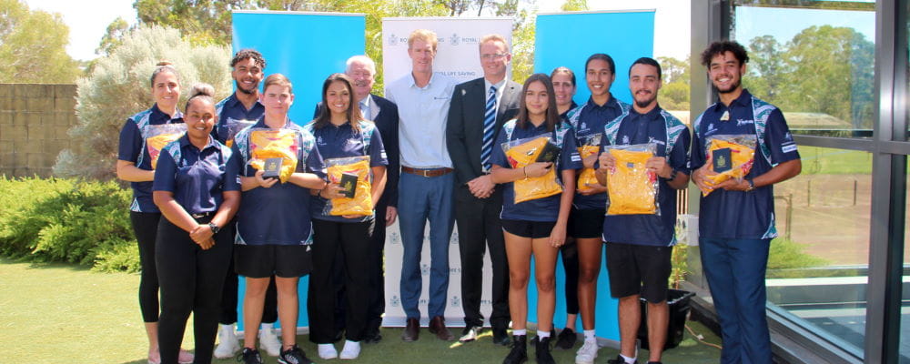 A group of Talent Pool participants with Sport and Recreation Minister Mick Murray, Royal Life Saving WA's Greg Tate and Venues West CEO David Etherton