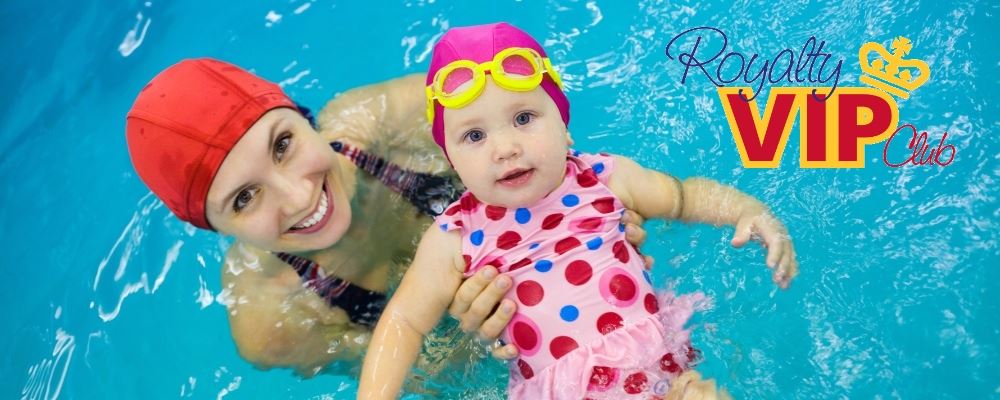 image of mother with baby girl in a pool