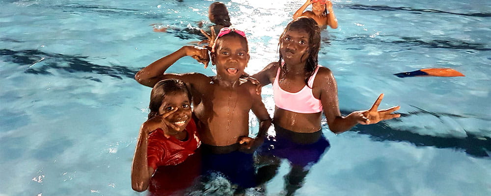 Kids swimming at Warmun disco