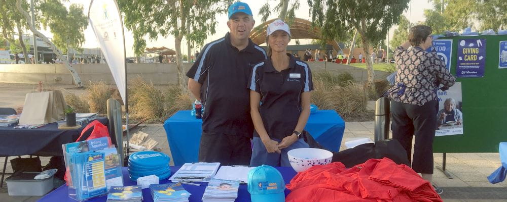 RLSSWA's Tim Turner and Jacqui Forbes at our stall at the Welcome to Hedland event