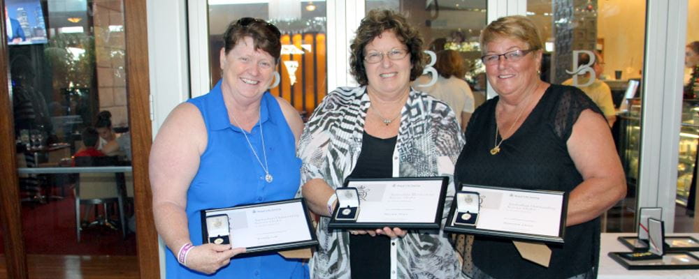 Wendy Cole, Marion Price and and Maureen Lasisz receiving their awards