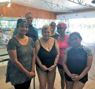 Women by the pool with their instructor at Leisurepark Balga