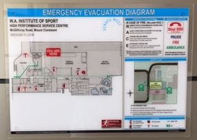 image of evacuation diagram mounted on wall