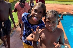 two young Aboriginal boys at the Warburton pool