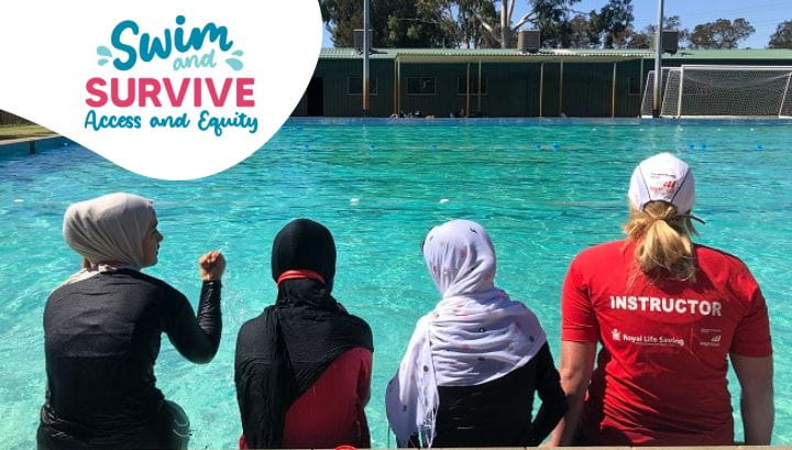 Multicultural women participating in a swimming lesson