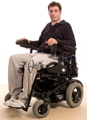 image of Matt Naysmith in his motorised wheelchair