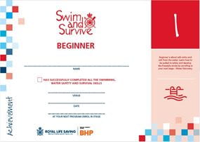 Stage 1 Swim and Survive Certificate