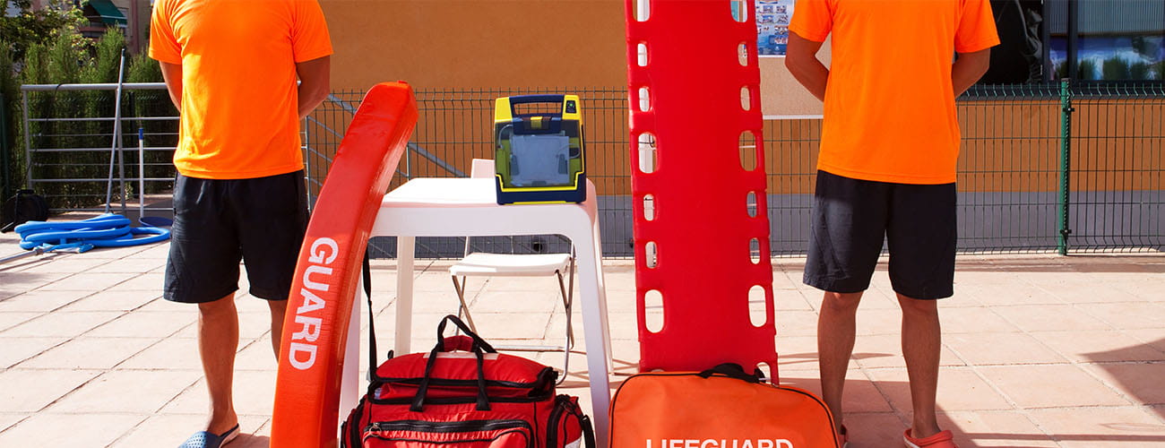 Lifeguards with equipment