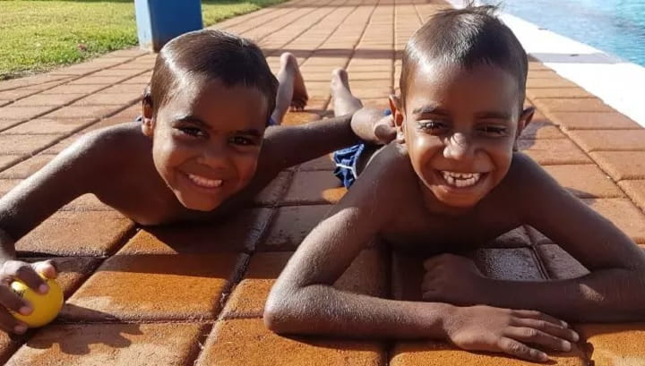two Burringurrah boys at the local pool