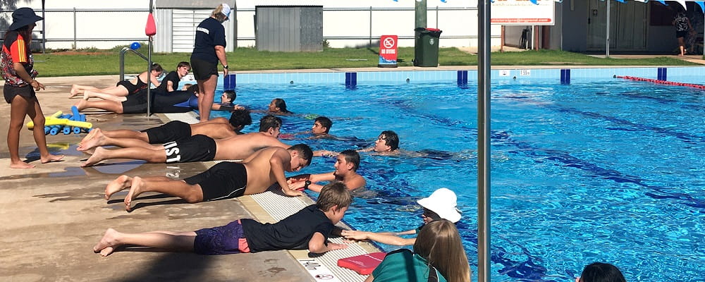 Students at a Bronze Medallion course at Kambalda Aquatic Facility