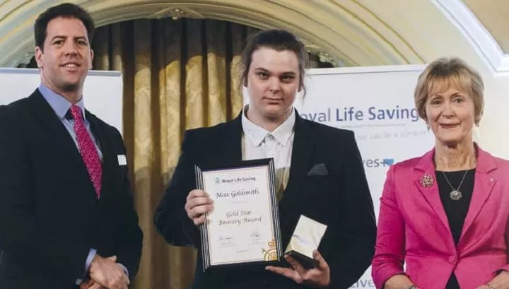 Max Goldsmith with his Bravery Award